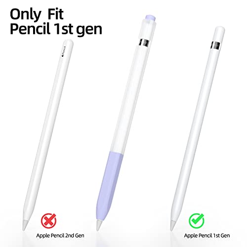 Image of Compatible with Apple Pencil 1st Generation Case, Non-Slip Silicone Case, [with 10 Silicone Nib Sleeves] for Apple Pencil 1st Generation. (Lavender)