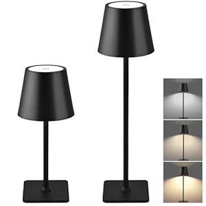 Cordless Table Lamps Rechargeable, Adjustable Height, 5200mAh Battery Operated Lamp, 3 Color Stepless Dimming Up, Outdoor Table Lamps for Dining, Bedroom, Outdoor (2 Pack)