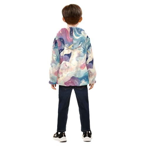 Pretty Unicorn Girls Fleece Jacket Girls Fall Jacket Girls Zip Up Hoodie Girls Sherpa Jacket 2-10T4