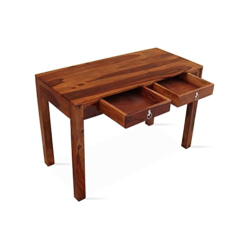 Image of sheesham Study Table Wood Reading Writing Study Table Computer Work Station Desk Drawers Storage for Home Office Students (Brown Walnut Mate Finish) (2 Drawer Study Table)