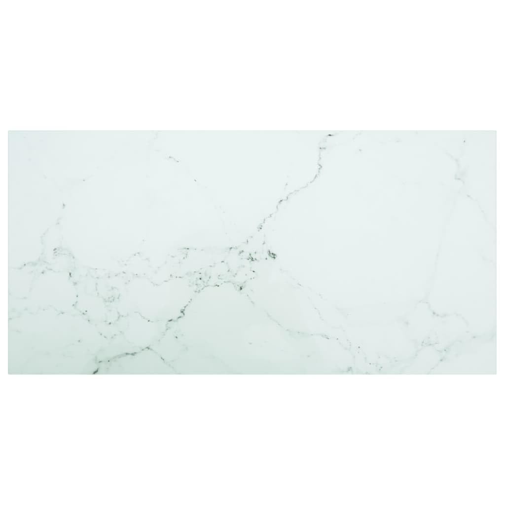 Bandeja de cristal templado (100 x 50 cm, color blanco, aspecto mármol, para sofá, oficina, sala de estar, dormitorio, pasillo