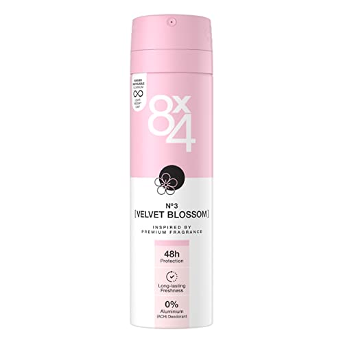 8X4 N°3 Velvet Blossom Deospray (150 ml), floral-fruchtiger Duft, Deo ohne Aluminium (ACH), Deodorant mit 48h Schutz für jeden Hauttyp Cover