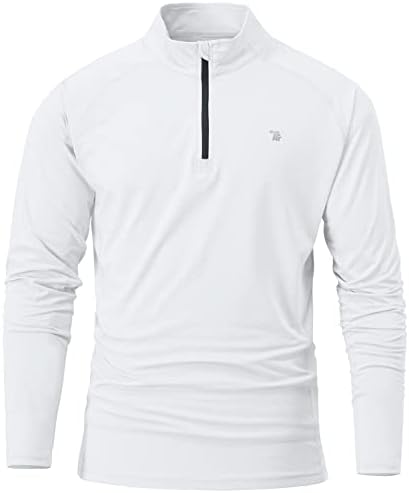 TBMPOY Men’s UPF 50+ Long Sleeve Sun Shirts 1/4 Zip Up Golf Polo T-shirts Athletice Running Hiking Tops