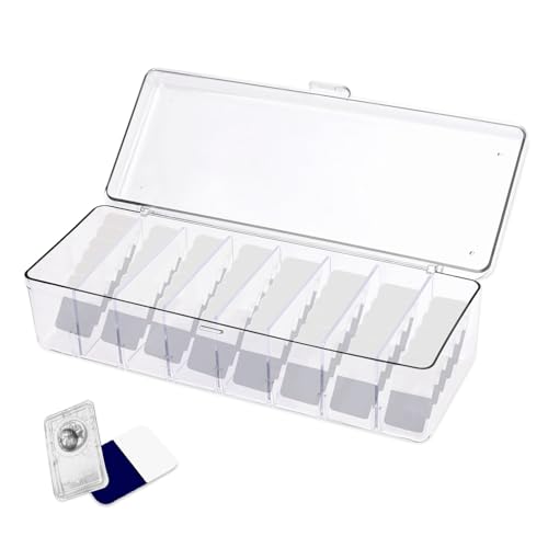 LELE LIFE Colored Contact Lens Organizer Case, 8 Grids Daily Contact Lens Dispenser, Clear Acrylic Storage Box for All Brands Cosmetic Contact Lenses and Eye Contacts