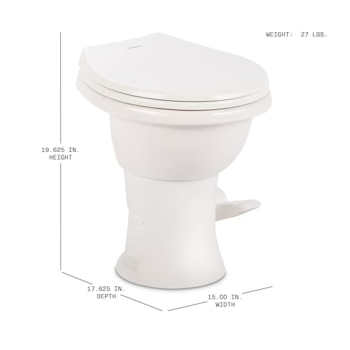 Image of Dometic Model 410 Complete RV Toilet - Round Porcelain Bowl, Universal Fit & 2-Bolt Mount, 18 inch Chair Height Residential-Style, Gravity Flush Toilet with Soft-Close Seat, White (9610008259)