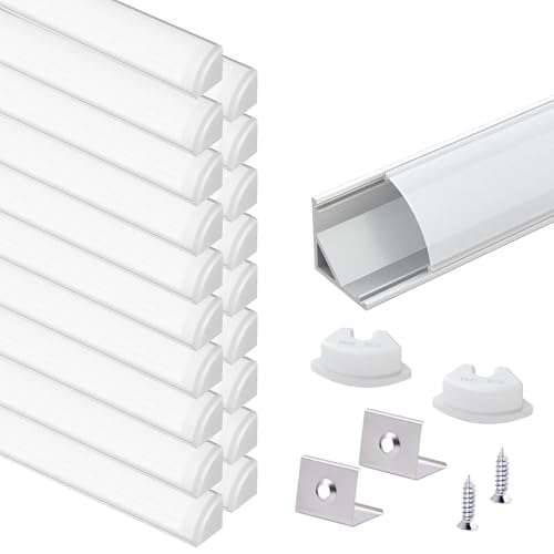 Image of VST 20pack 3.3ft LED Channel, V Shape Led Diffuser Channel, LED Aluminum Channel System with Milky Cover, End Caps and Mounting Clips, Aluminum Profile for LED Strip Light Very Easy Installation