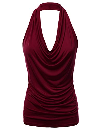 FASHIONOLIC Women's Casual Halter Neck Draped...
