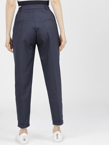 Image of Tokyo Talkies Women's Regular Fit Peg Trousers | Stretchable Trousers| High-Rise