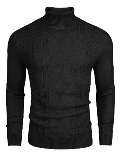 COOFANDY Pullover Herren Strick Rollkragenpullover Slim Fit...