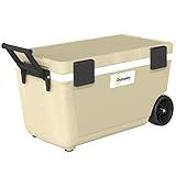 Outsunny Kühlbox 70L Große Passive Thermobox bis zu 72 Std. Kühlung, mit PU-Vollschaumisolierung Rädern Ablassventil Griff, Tragbare Kühlbox aus Kunststoff, ohne Strom, für Camping Picknick