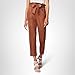 [BLANKNYC] Womens Luxury Clothing Faux Suede Paperbag Self Belt Pant, Comfortable & Stylish, Mocha Brownie, 27