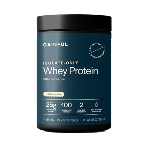 Gainful Whey Protein Isolate Powder, 25g Protein, Unflavored, 14 Servings