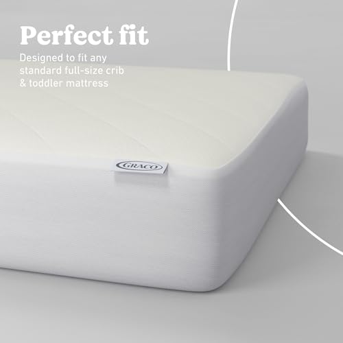 Image of Graco Premium Waterproof Crib and Toddler Mattress Protector (1 Pack) - GREENGUARD Gold Certified, Machine-Washable & Dryer-Friendly, Waterproof Sleep Surface, Fits Baby Crib & Toddler Bed Mattress