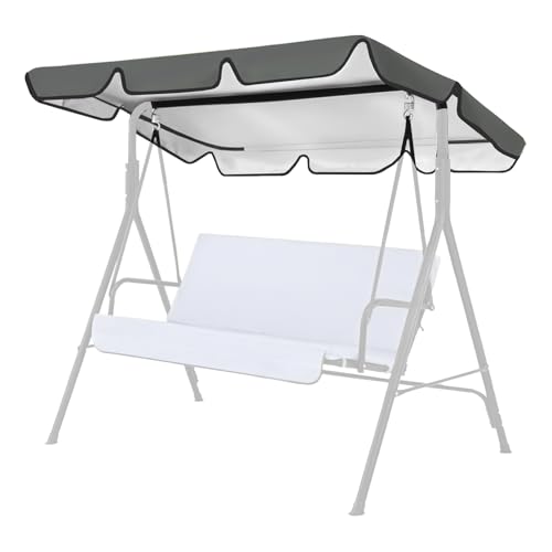 Hollywoodschaukel Dachbezug 210 x 145 cm, 420D Oxford-Tuch Grün Wasserdicht Dach für Hollywoodschaukel, Universal Dach für Hollywoodschaukel, UV-Schutz Sonnendach für Garten-Schaukel (Grau) Hollywoodschaukel Dachbezug 210 x 145 cm, 420D Oxford-Tuch Grün Wasserdicht Dach für Hollywoodschaukel, Universal Dach für Hollywoodschaukel, UV-Schutz Sonnendach für Garten-Schaukel (Grau)