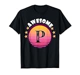 Letter P Initial Name Sunset Pink letter p Monogram Alphapet T-Shirt