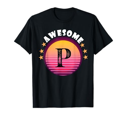 Letter P Initial Name Sunset Pink letter p Monogram Alphapet T-Shirt