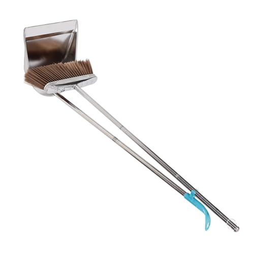 QUMIIRITY ステンレス製ほうきとちりとりセット 家庭用ゴミシャベル 幅広深型ちりとり耐風安定デザイン 隅々まで届く掃除用品 収納スタンド付 家庭用掃除アクセサリー