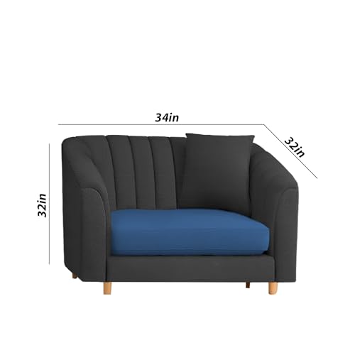 Image of Doraldo Seater Sofa Set for Living Room (Blue Black) Premium Fabric Sofa Set