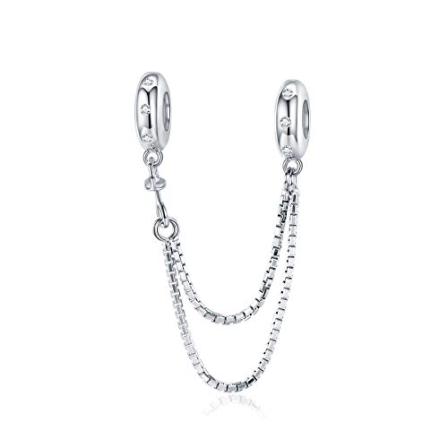 Dije de plata ley 925 con cadena de seguridad para pulseras