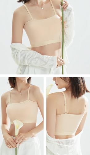 Girls Training Bras, Seamless Bandeau Bra with Shoulder-Strap,Wireless Cami 12-18 Years4