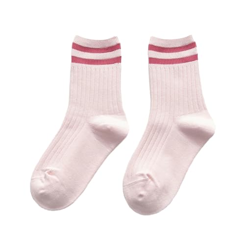 5 pairs - 's solid color comfortable breathable double-needle combed cotton three-bar mid-tube socks