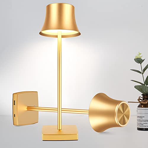 LED Desk Lamp Cordless Table Light, Rechargeable Battery Powered USB Charging Port 3 Levels Brightness Dimmable for Outdoor Modern Restaurant Dining Bedroom Study Portable Lights Set of 2 Pack Gold LED Desk Lamp Cordless Table Light, Rechargeable Battery Powered USB Charging Port 3 Levels Brightness Dimmable for Outdoor Modern Restaurant Dining Bedroom Study Portable Lights Set of 2 Pack Gold
