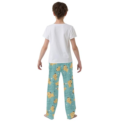 Boys' Pants Cute Dog and Hearts Blue Long Bottoms Jogger Pants Elastic Waist Trousers with Pockets S-XL3