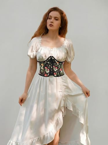 Image of Scarlet Darkness Corset Belt for Women Renaissance Lace up Corset Floral Wide Waist Belts