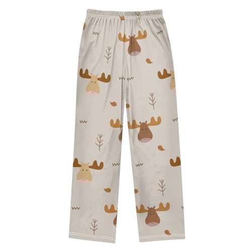 Cute Reindeer Boys Pants Boys Athletic Pants Long Pant for Boywith Pockets Wide-Leg Size 6-14Y2