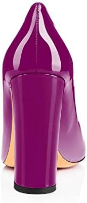Fericzot Pumps Women Sexy Patent Leather Round Toe Block Heels Pumps Gorgeous Evening Party Wedding Shoes Plus Size Gradient Purple 8M | Image 2