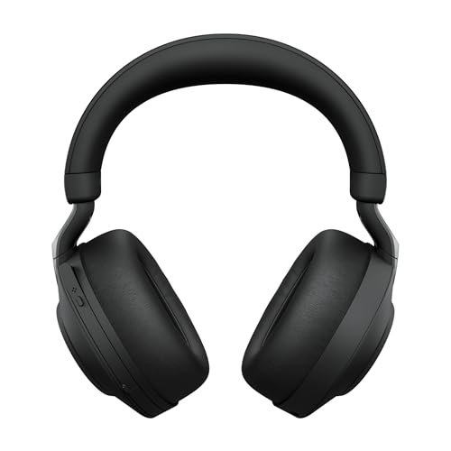 Image of Jabra Evolve2 85 Wireless Headset with Charging Stand - Noise Cancelling Microsoft Teams Certified Stereo Headphones with Long-Lasting Battery - USB-C Bluetooth Adapter - Black