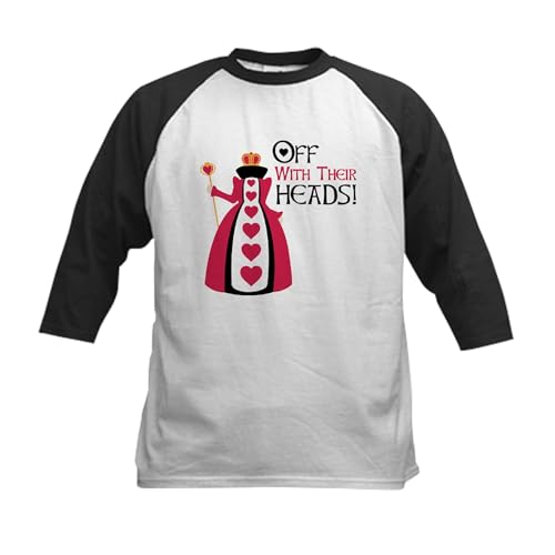 CafePress Off with Their Heads Baseball Jersey Kids Cotton Baseball Jersey, 3/4 Raglan Sleeve Shirt Black/White