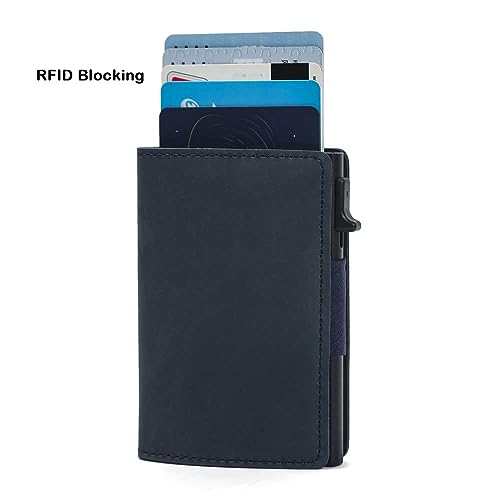 Air Tag Wallet for Men, Anti-Lost Slim Leather Wallet with AirTag Case, RFID Credit Card Holder Pocket-Sized Slim Design Multipurpose Accessory for AirTag, Blue2