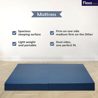 Image of Starlon Foldable Vegan Leather Sofa Cum Bed for Outdoor /Indoor | One Seater Sofa for Corner Placement | Portable & Space-Saving Design (Navy Blue)