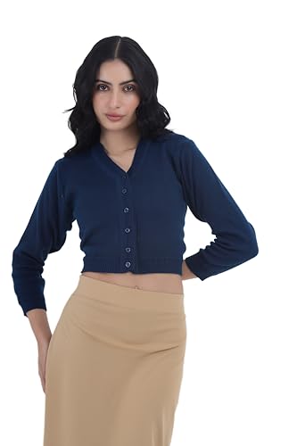 Image of Women Winter Wear V-Neck Full Sleeves Regular Fit Woollen Blouse
