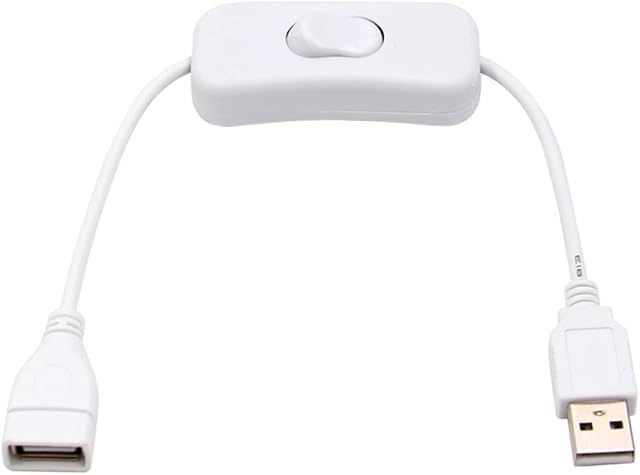 HARRISTA USB Cable with Switch ON/OFF Cable Extension Toggle for USB Lamp Fan Power Supply Adapter - White