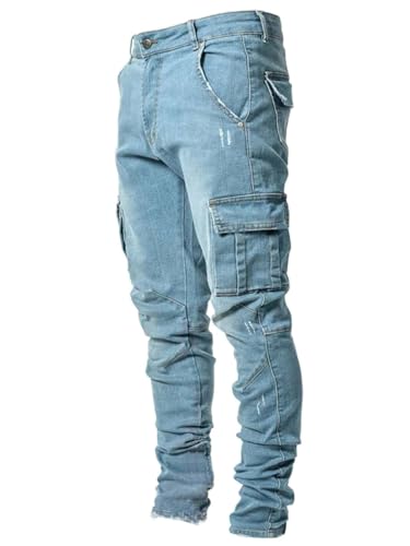 Mens Skinny Jeans Slim Fit Stretchy Designer Trendy Fashion Tapered Denim Cargo Pants