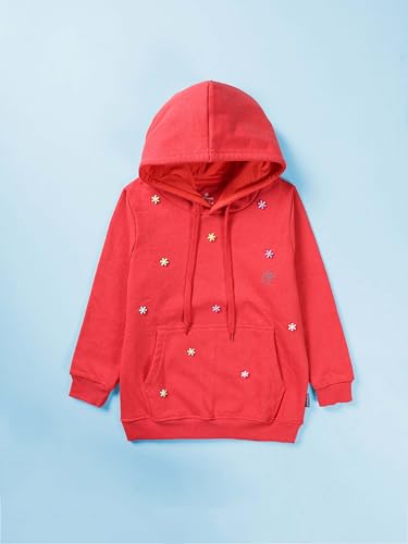 Image of Kiddopanti Unisex Solid Pullover Hooded Fleece Sweatshrit | Cotton Poly Fleece Fabric | Waist Length, Full Sleeve Hoodie | 2 Kangaroo Pockets | Winter Wear for Boys & Girls