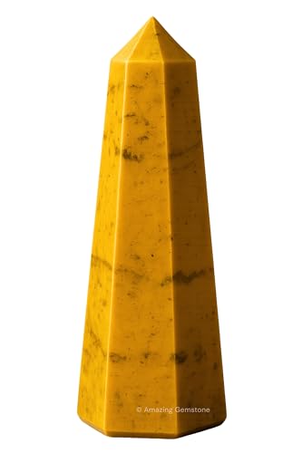 Image of Amazing Gemstone Yellow Jasper Crystal Towers - Natural Healing Crystal Point Obelisk for Reiki Healing and Crystal Grid (3 inch to 4 inch INCH)