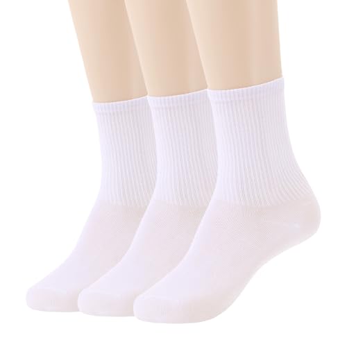 Image of Womens Colorful Basic Sock -Unique Knit Cotton Crew Socks 3 Pack