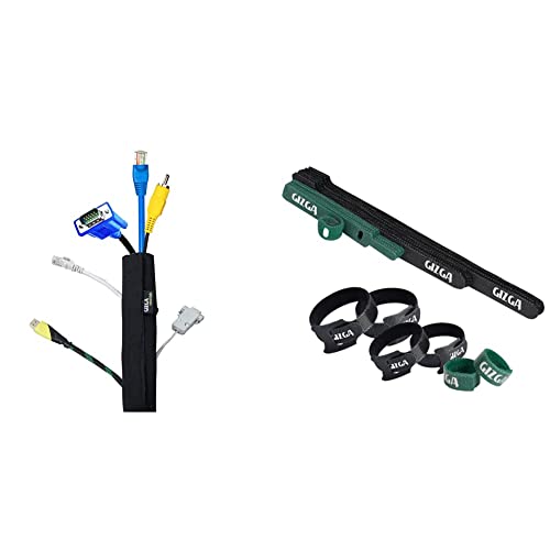 Image of Gizga Essentials Cable Organiser, Cord Management System for PC, TV, Home Theater, Speaker & Cables, Reusable Cable Organizer for Desk, WFH Accessories, Flexible Neoprene Wrap Cable Manager