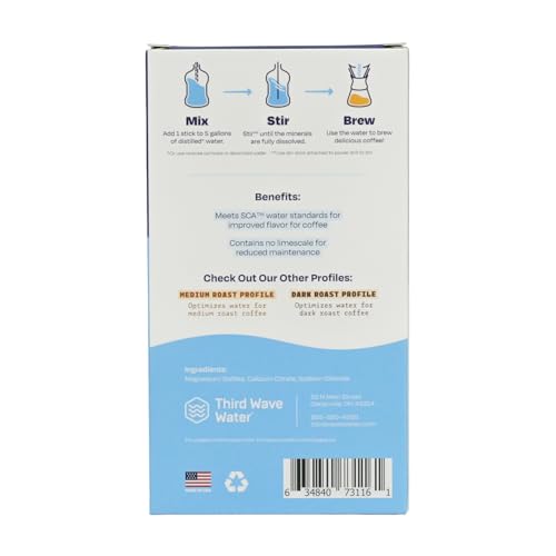 Third Wave Water Mineral Enhanced Flavor Optimizing Coffee Brewing Water, Classic Flavor Profile 5 Gallon Sticks