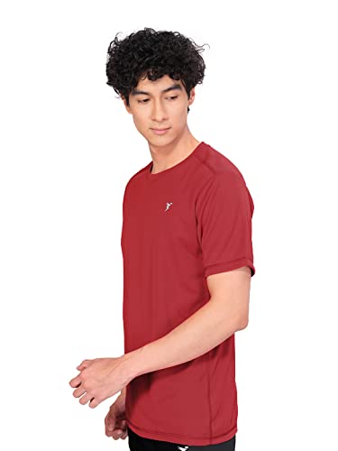 Image of TECHNOSPORT Men's Slim Fit Polyester Activewear Sports T-Shirt with Moisture-Wicking Comfort for Workout, Running & Gym