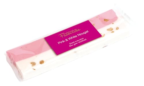 Bon Bons Gourmet - Traditional Favourites Pink & White Nougat 100g Bar - Soft and Chewy Strawberry and Vanilla Nougat - Delicious Retro Treat - Great For Hampers