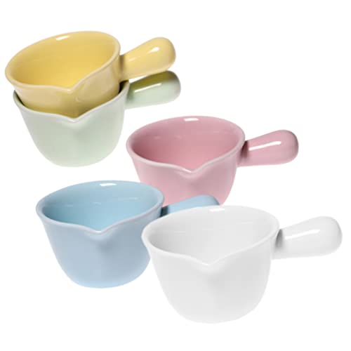 HOLIDYOYO 5pcs Ceramic Milk Cup Syrup Pitcher Porcelain Milk Jug Coffee Creamers Espresso Mini Creamer Pitcher Small Creamer Cup Milk Frothing Pitcher Small Milk Container Syrup Jug Ceramics