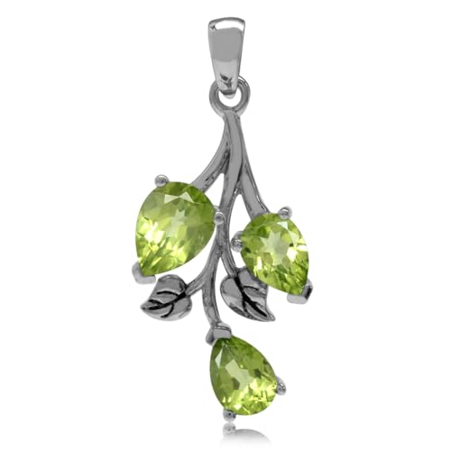 Silvershake 2.76ct. Natural Peridot 925 Sterling Silver Leaf Pendant