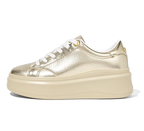 LUCKY STEP Baskets Femme à Plateforme – Sneakers Mode, Baskets Basses Casual Confortables pour Usage Quotidien (Or, 8.5US-39EU-6UK)