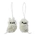 Set of 2 Assorted RAZ Imports 4" Polyfoam White Winter Owl Ornaments