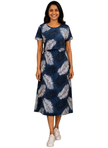Image of Maternity Feeding Maxi Dress with Pockets, Green Butterfly Print, Zipless Long Pregnancy Gown, Pre & Post Maternity Wear Ankle Length