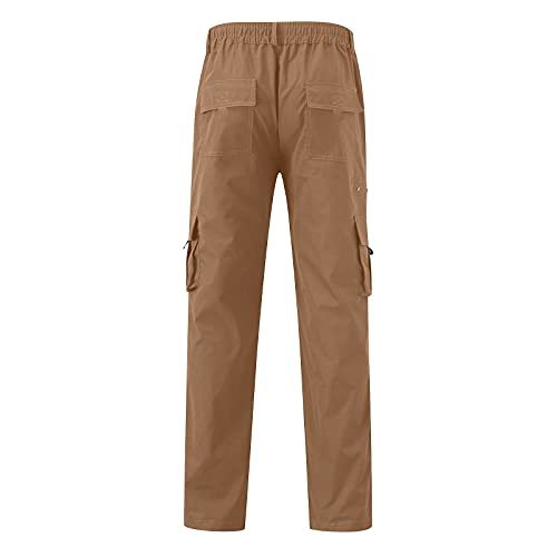 Hatop Mens Cargo Lightweight Work Pant, Men's Tactical Pants Relaxed Fit Straight Leg Multi-Pocket Sports Trousers Pants Khaki, X-Large #TOP4